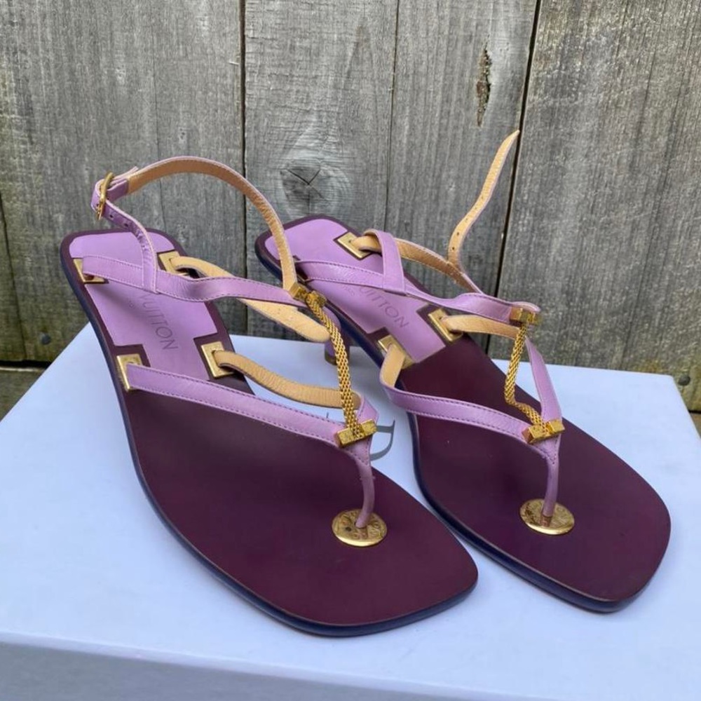 Louis Vuitton Purple T-Strap Heeled Sandals